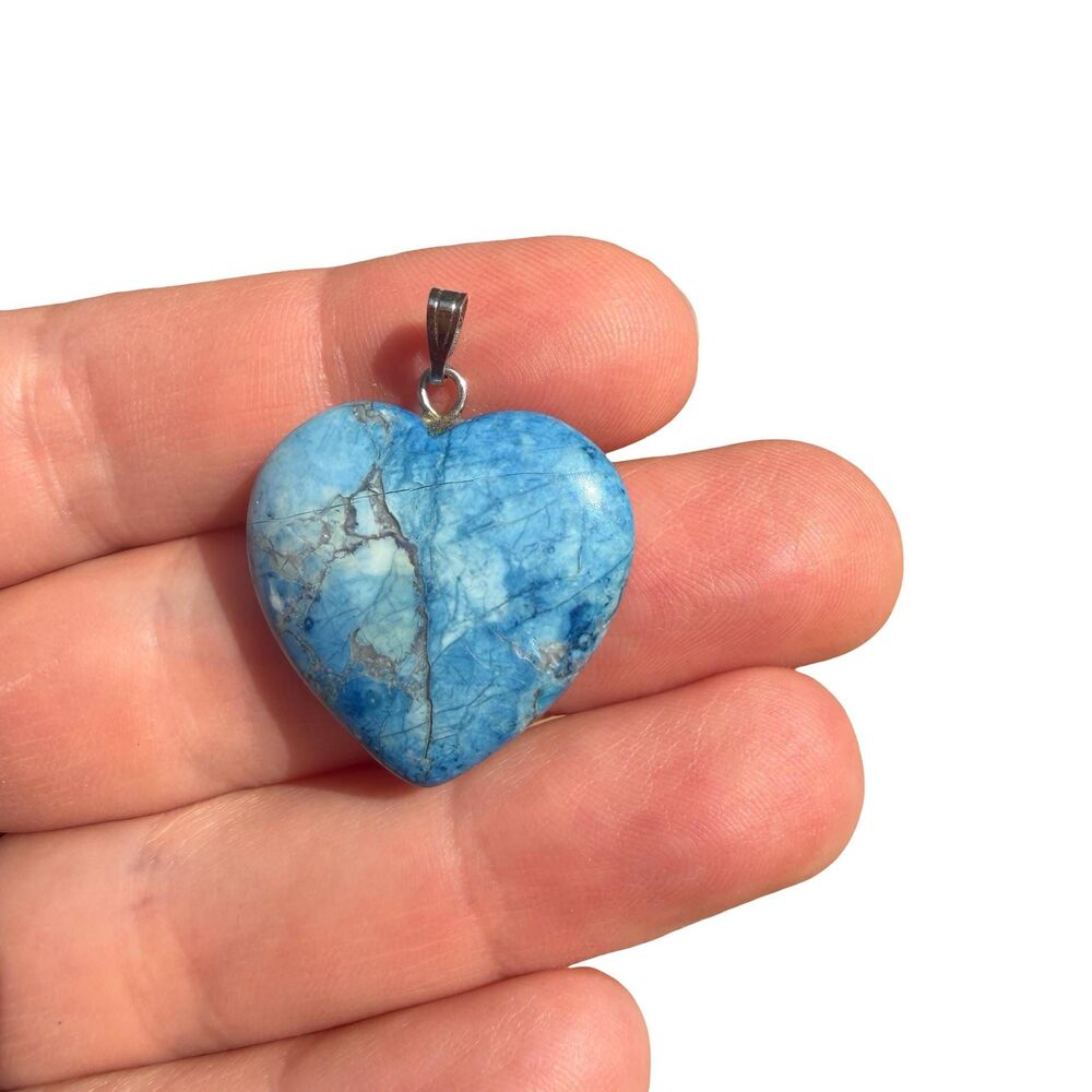 Blue Apatite Heart Pendant Blue Heart Charm